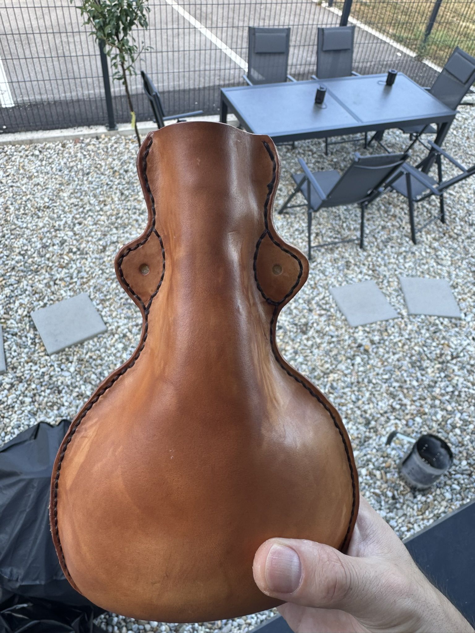 Hand-molded leather flask, LARP commission